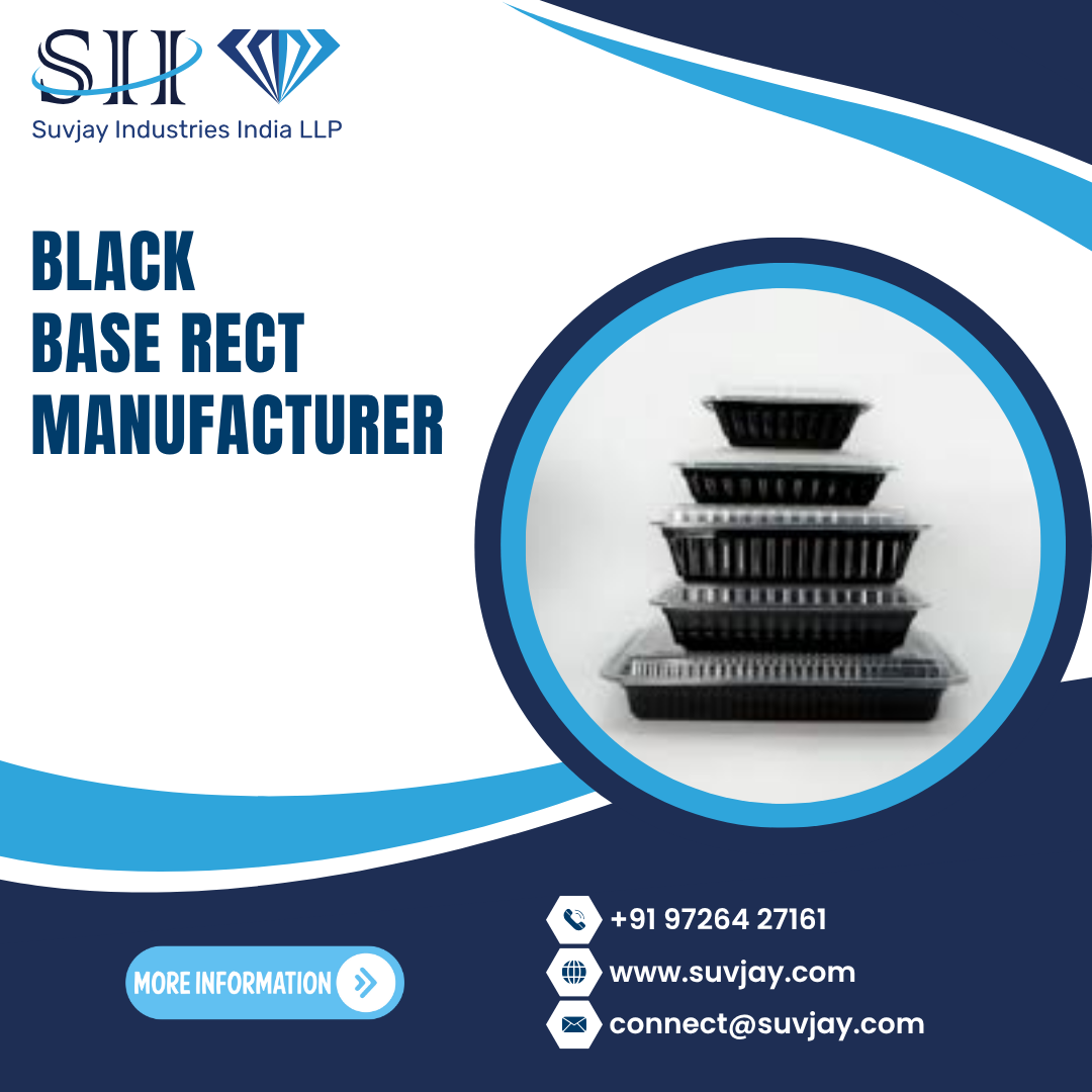 Black Base Rect Manufacturer, Rectangular Black Plastic Container